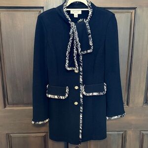 St. John Black Blazer with Fringe and Gold Buttons